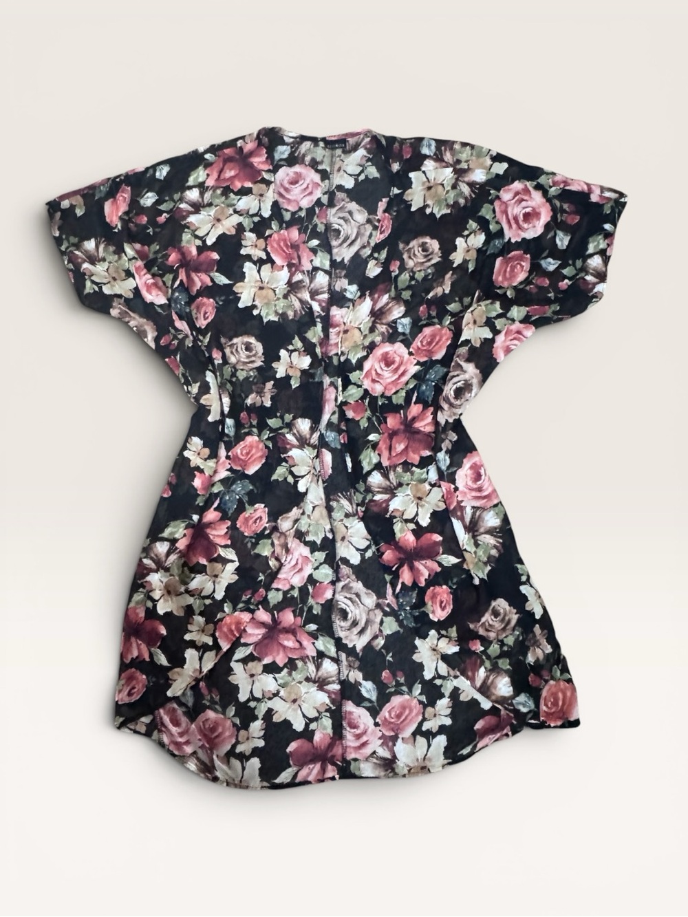 Zenobia Floral Kimono Duster One Size Boho Lightweight